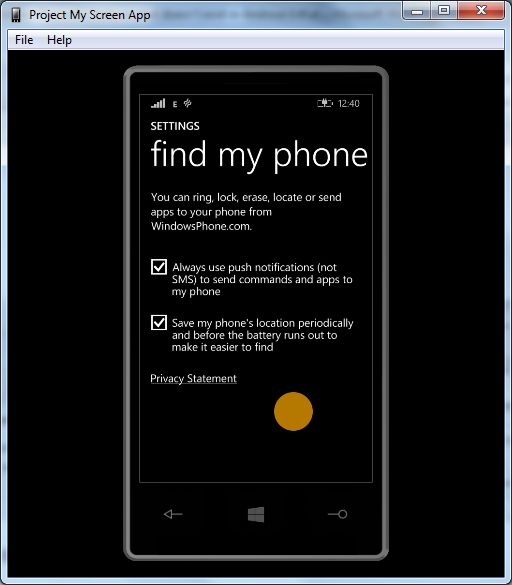 Find my phone in windows phone setting